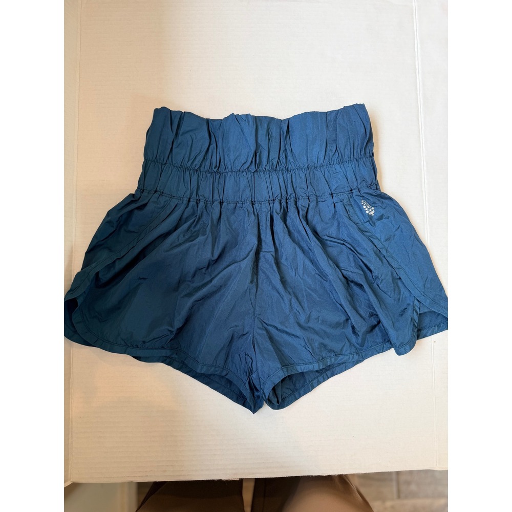 FP Movement The Way Home Shorts Teal Blue High Waisted Smocked Athletic Medium